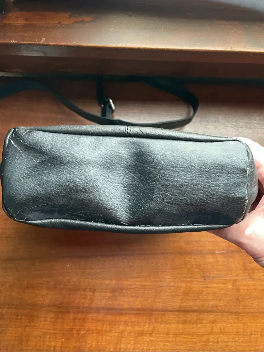 Black Crossbody Bag Adjustable Shoulder Strap Flap Closure